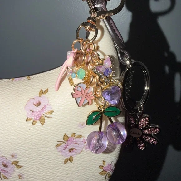 Cherry & Heart Charm Keychain - Picture 2 of 3